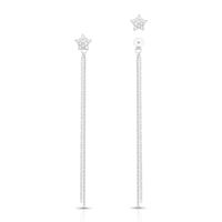 Foto do produto BRINCO DE PRATA PAVE ESTRELA COM 22 ZIRCONES CRAVEJADOS E FIO PENDURADO 22153