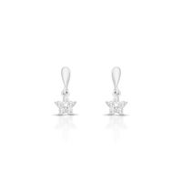 Foto do produto BRINCO DE PRATA PAVE FLOR PENDURADA COM 10 ZIRCONES CRAVEJADOS 21592