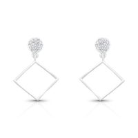 Foto do produto BRINCO DE PRATA PAVE LOSANGO PENDURADO COM 46 ZIRCONES CRAVEJADOS 20880