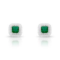 Foto do produto BRINCO DE PRATA PEDRA PRINCIPAL CRSTAL 6 MM VERDE ESMERALDA 122 ZIRCONES  20721