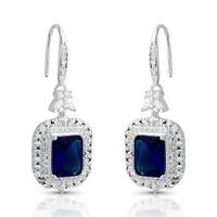 Foto do produto BRINCO DE PRATA PEDRA PRINCIPAL CRSTAL 7 X 9 MM AZUL SAFIRA 136 ZIRCONES  20723