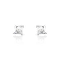 Foto do produto BRINCO DE PRATA QUADRADO PÉROLA SHELL DE 4.5 MM COM 30 ZIRCONES CRAVEJADOS 21733