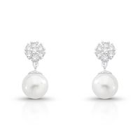 Foto do produto BRINCO DE PRATA REDONDO COM PAVE PÉROLA SHELL DE 9.0 MM COM 16 ZIRCONES CRAVEJADOS 21732