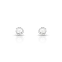 Foto do produto BRINCO DE PRATA REDONDO PÉROLA SHELL DE 4.0 MM COM 26 ZIRCONES CRAVEJADOS 21740