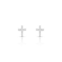 Foto do produto BRINCO DE PRATA RELIGIOSO CRUZ COM 22 ZIRCONES CRAVEJADOS 18662
