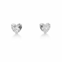Foto do produto BRINCO DE PRATA SOLITARIO CORAÇÃO COM ZIRCONE DE 6 MM CRAVEJADO