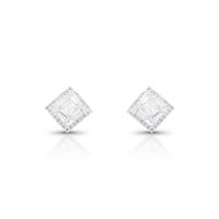 Foto do produto BRINCO DE PRATA SOLITÁRIO QUADRADO COM 42 ZIRCONES CRAVEJADOS PEDRA PRINCIPAL 3 X 3 MM 21902