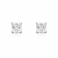 Foto do produto BRINCO DE PRATA SOLITÁRIO QUADRADO COM ZIRCONIA DE 10 MM CRAVEJADO