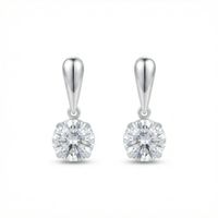 Foto do produto BRINCO DE PRATA TACO COM ZIRCONIA REDONDA DE 8 MM PENDURADA