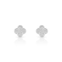 Foto do produto BRINCO DE PRATA TREVO PAVE 10 MM COM 58 ZIRCONES CRAVEJADOS 22286