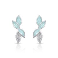 Foto do produto BRINCO ESMALTADO AZUL FOLHAS COM 42 ZIRCONES