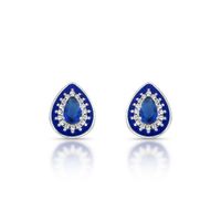Foto do produto BRINCO ESMALTADO AZUL GOTA COM 34 ZIRCONES