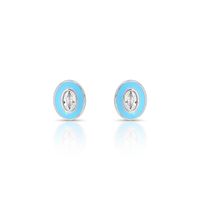 Foto do produto BRINCO ESMALTADO AZUL OVAL COM 2 ZIRCONES