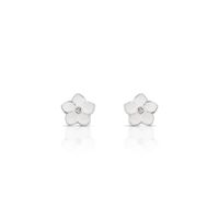 Foto do produto BRINCO ESMALTADO BRANCO FLOR COM 2 ZIRCONES