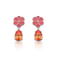 Foto do produto BRINCO ESMALTADO FENDI GOTA PEDURADA FLOR COM 2 ZIRCONES