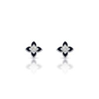 Foto do produto BRINCO ESMALTADO PRETO FLOR COM 10 ZIRCONES