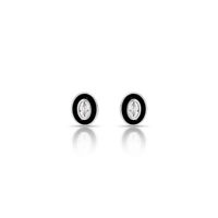 Foto do produto BRINCO ESMALTADO PRETO OVAL COM 2 ZIRCONES