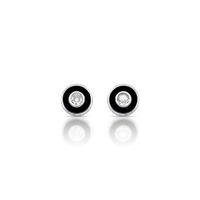 Foto do produto BRINCO ESMALTADO PRETO REDONDO COM 2 ZIRCONES
