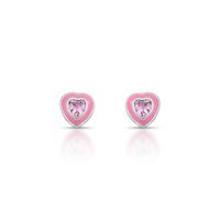 Foto do produto BRINCO ESMALTADO ROSA CORACAO COM 2 ZIRCONES