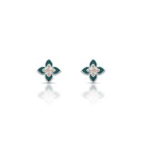 Foto do produto BRINCO ESMALTADO VERDE FLOR COM 10 ZIRCONES