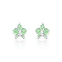 Foto do produto BRINCO ESMALTADO VERDE FLOR COM 2 ZIRCONES