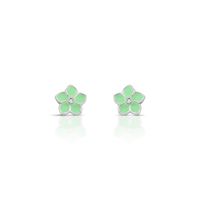 Foto do produto BRINCO ESMALTADO VERDE FLOR COM 2 ZIRCONES
