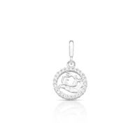 Foto do produto CHARM DE PRATA SIGNO PENDURADO AQUARIO COM 24 ZIRCONES CRAVEJADOS COM FURO 5.4MM DE DIÂMETRO 21650
