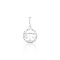 Foto do produto CHARM DE PRATA SIGNO PENDURADO LIBRA COM 24 ZIRCONES CRAVEJADOS COM FURO 5.4MM DE DIÂMETRO 21661