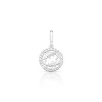 Foto do produto CHARM DE PRATA SIGNO PENDURADO PEIXES COM 24 ZIRCONES CRAVEJADOS COM FURO 5.4MM DE DIÂMETRO 21657