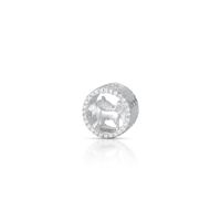 Foto do produto CHARM DE PRATA SIGNO REDONDO TOURO COM 56 ZIRCONES CRAVEJADOS COM FURO 4.0MM DE DIÂMETRO 21666