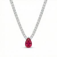 Foto do produto CHOCKER DE PRATA RIVIEIRA COM PNGENTE SOLITARIO GOTA ROSA  5 X 7 MM COM 37 + 5 CM DE EXTENSÃO