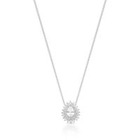 Foto do produto COLAR DE PRATA CRISTAL 42cm + 5cm DE EXTENSOR GOTA COM 38 ZIRCONES CRAVEJADOS E PEDRA PRINCIPAL DE  4 X 6 MM