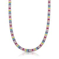 Foto do produto COLAR DE PRATA DELUXE RIVIEIRA 42cm + 5cm DE EXTENSOR COM, 152 ZIRCONES RETANGULARES DE 2 X 4 MM CRAVEJADOS 22023