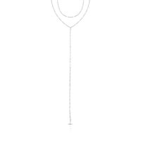 Foto do produto COLAR DE PRATA LISO 42cm + 5cm DE EXTENSOR CORRENTE ESCAMA DE PEIXE PENDENTE 15 CM COM 10 CÍCRCULOS PENDURADOS 22090