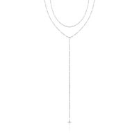 Foto do produto COLAR DE PRATA LISO DUPLO 1° VOLTA 40 CM, 2º VOLTA 48 CM PENDENTE DE 15 CM COM CÍRCULOS DE 4MM PRODUZIDOS EM ESTAMAPRIA