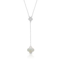 Foto do produto COLAR DE PRATA TREVO PAVE COM 16 ZIRCONES CRAVEJADOS E 1 MADRE PÉROLA DE 10 MM 22293