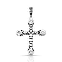 Foto do produto PINGENTE DE PRATA BALI CRUZ COM 4 ZIRCONES CRAVEJADOS 21113