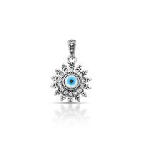 Foto do produto PINGENTE DE PRATA BALI OLHO GREGO COM 15 ZIRCONES CRAVEJADOS MADRE PÉROLA 7.00 MM 21080