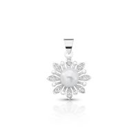 Foto do produto PINGENTE DE PRATA FLOR PÉROLA SHELL DE 6.5 MM COM 33 ZIRCONES CRAVEJADOS 21720