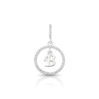 Foto do produto PINGENTE DE PRATA PAVE LETRA CÍRCULO B COM 36 ZIRCONES CRAVEJADOS 21252