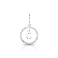 Foto do produto PINGENTE DE PRATA PAVE LETRA CÍRCULO C COM 36 ZIRCONES CRAVEJADOS 21253