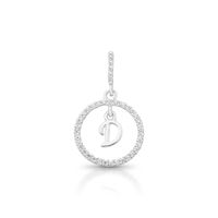 Foto do produto PINGENTE DE PRATA PAVE LETRA CÍRCULO D COM 36 ZIRCONES CRAVEJADOS 21254