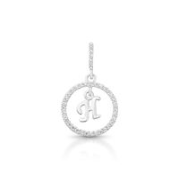 Foto do produto PINGENTE DE PRATA PAVE LETRA CÍRCULO H COM 36 ZIRCONES CRAVEJADOS 21258