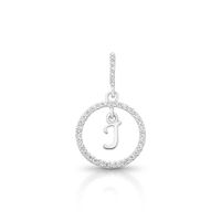 Foto do produto PINGENTE DE PRATA PAVE LETRA CÍRCULO J COM 36 ZIRCONES CRAVEJADOS 21260