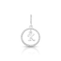 Foto do produto PINGENTE DE PRATA PAVE LETRA CÍRCULO K COM 36 ZIRCONES CRAVEJADOS 21261
