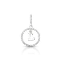 Foto do produto PINGENTE DE PRATA PAVE LETRA CÍRCULO L COM 36 ZIRCONES CRAVEJADOS 21262