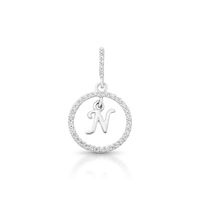 Foto do produto PINGENTE DE PRATA PAVE LETRA CÍRCULO N COM 36 ZIRCONES CRAVEJADOS 21264
