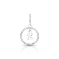 Foto do produto PINGENTE DE PRATA PAVE LETRA CÍRCULO R COM 36 ZIRCONES CRAVEJADOS 21266