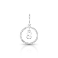 Foto do produto PINGENTE DE PRATA PAVE LETRA CÍRCULO S COM 36 ZIRCONES CRAVEJADOS 21267