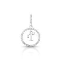 Foto do produto PINGENTE DE PRATA PAVE LETRA CÍRCULO T COM 36 ZIRCONES CRAVEJADOS 21268